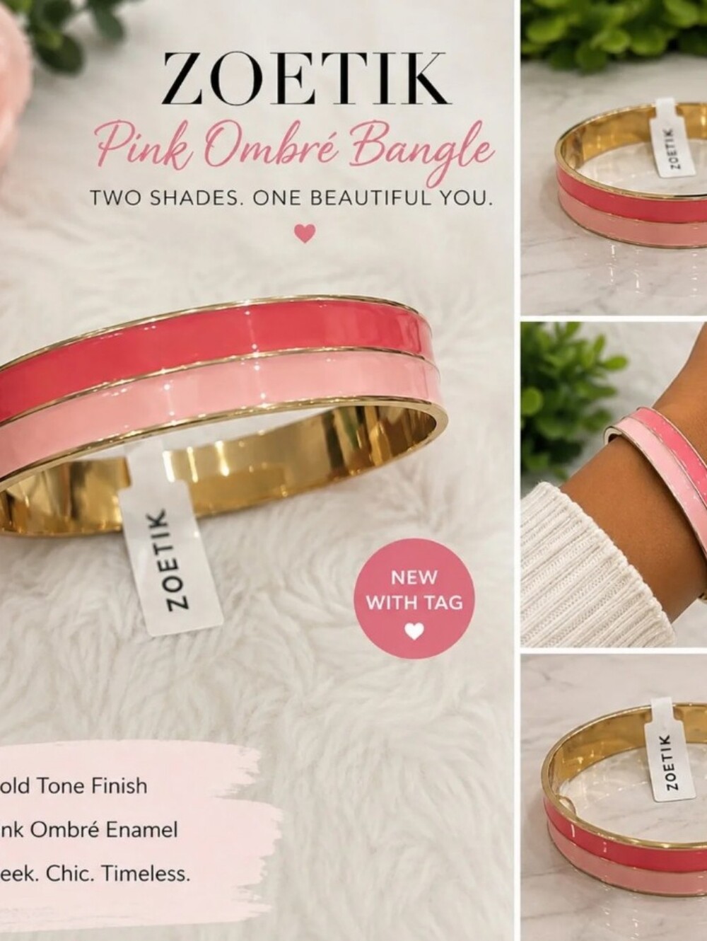 ZOETIK- Ombre Bangle Bracelet (Coral/Pink)🩷🧡
